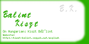 balint kiszt business card